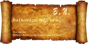Balkovics Násfa névjegykártya